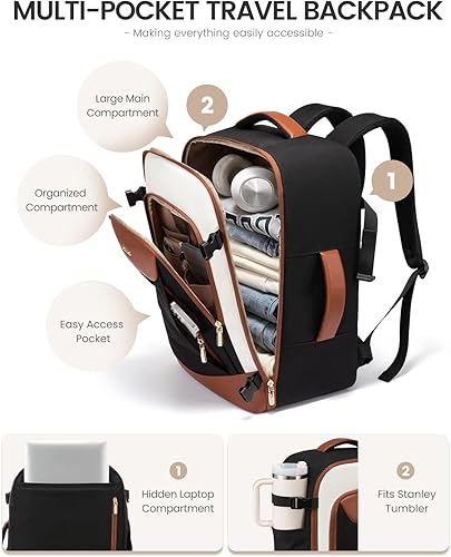 Miniatura 5 de LOVEVOOK Mochila de viaje de 40 L para mujeres y hombres, mochila grande de mano para aviones, bolsa de viaje para artículos personales de la TSA