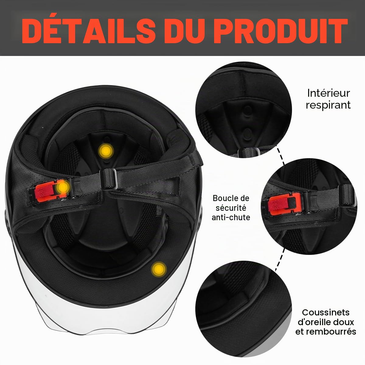 Casque de Moto Ouvert pour Adultes, visière Transparente, Casque de Moto pour Hommes et Femmes pour cyclomoteur Cruiser Bobber et Chopper, homologué ECE2206, Casque rétro 3/4