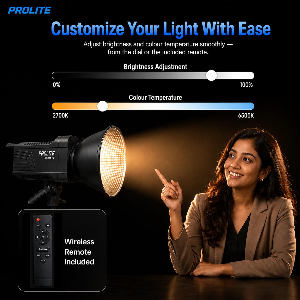 Prolite Cinemax 250 LED Studio Light - 2700K-6500K -5 Prolite Cinemax 250 LED Studio Light - 2700K-6500K -5