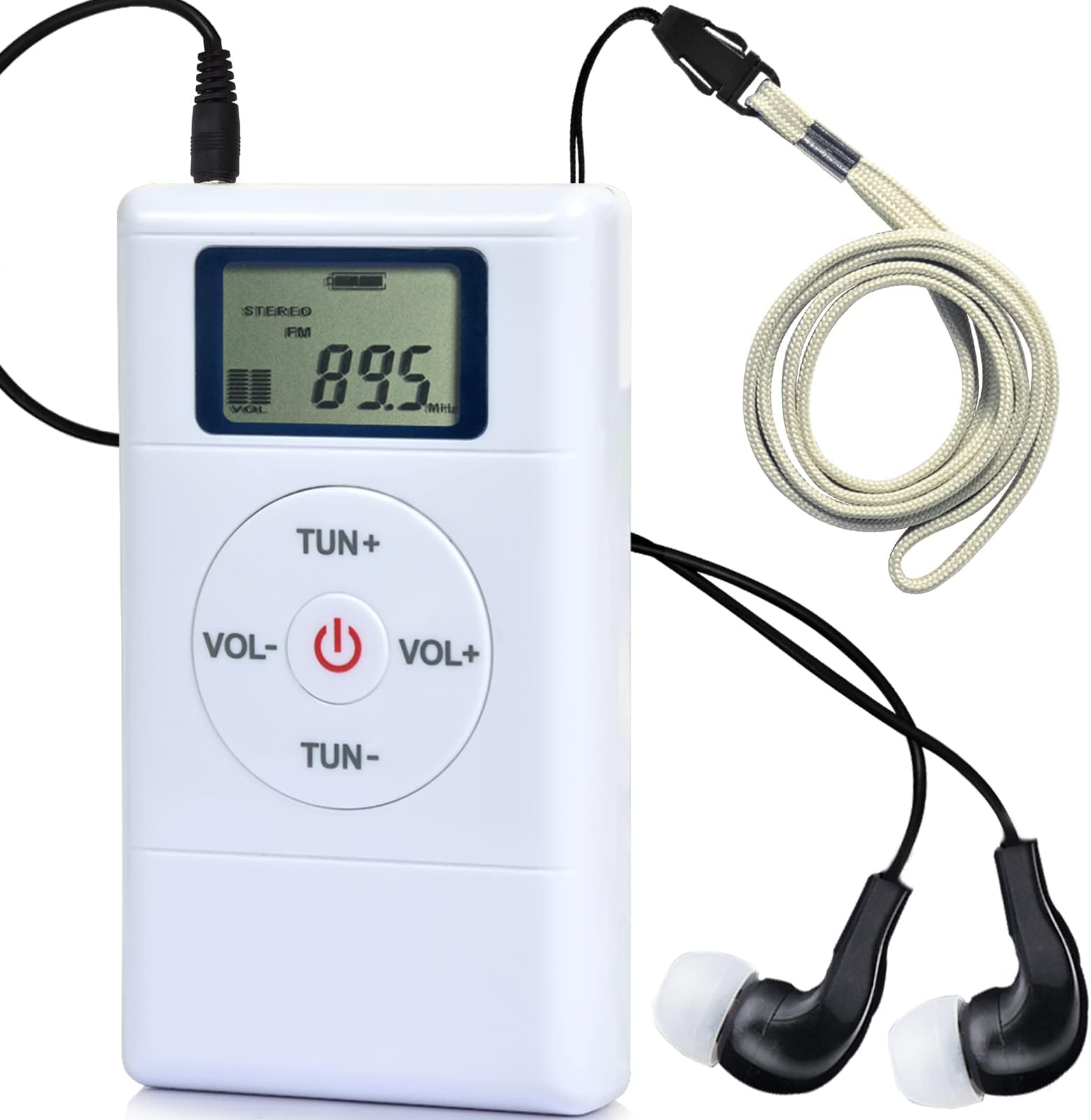 Mini Portable FM Radio, Stereo LCD Digital Display Tuning Pocket Walkmen Transistor Conference Receiver with Earphone, Small Pocket Radio Operated by AAA Batteries for Walking/Running