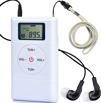 ZHIWHIS Mini Portable FM Radio, Stereo LCD Digital Display Tuning Pocket Walkmen Transistor Conference Receiver with Earphone, Small Pocket Radio Operated by AAA Batteries for Walking/Running