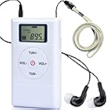 ZHIWHIS Mini Portable FM Radio, Stereo LCD Digital Display Tuning Pocket Walkmen Transistor Conference Receiver with Earphone, Small Pocket Radio Operated by AAA Batteries for Walking/Running