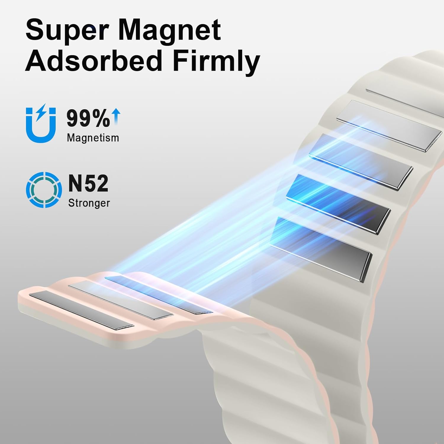 Anlinser Magnetic Bands Compatible with Samsung Galaxy Watch Ultra 2/1 Band 47mm for Men Women, Waterproof Silicone Sport Strap with Magnet Compatible with Samsung Watch Ultra, Starlight/Pink - Image 4