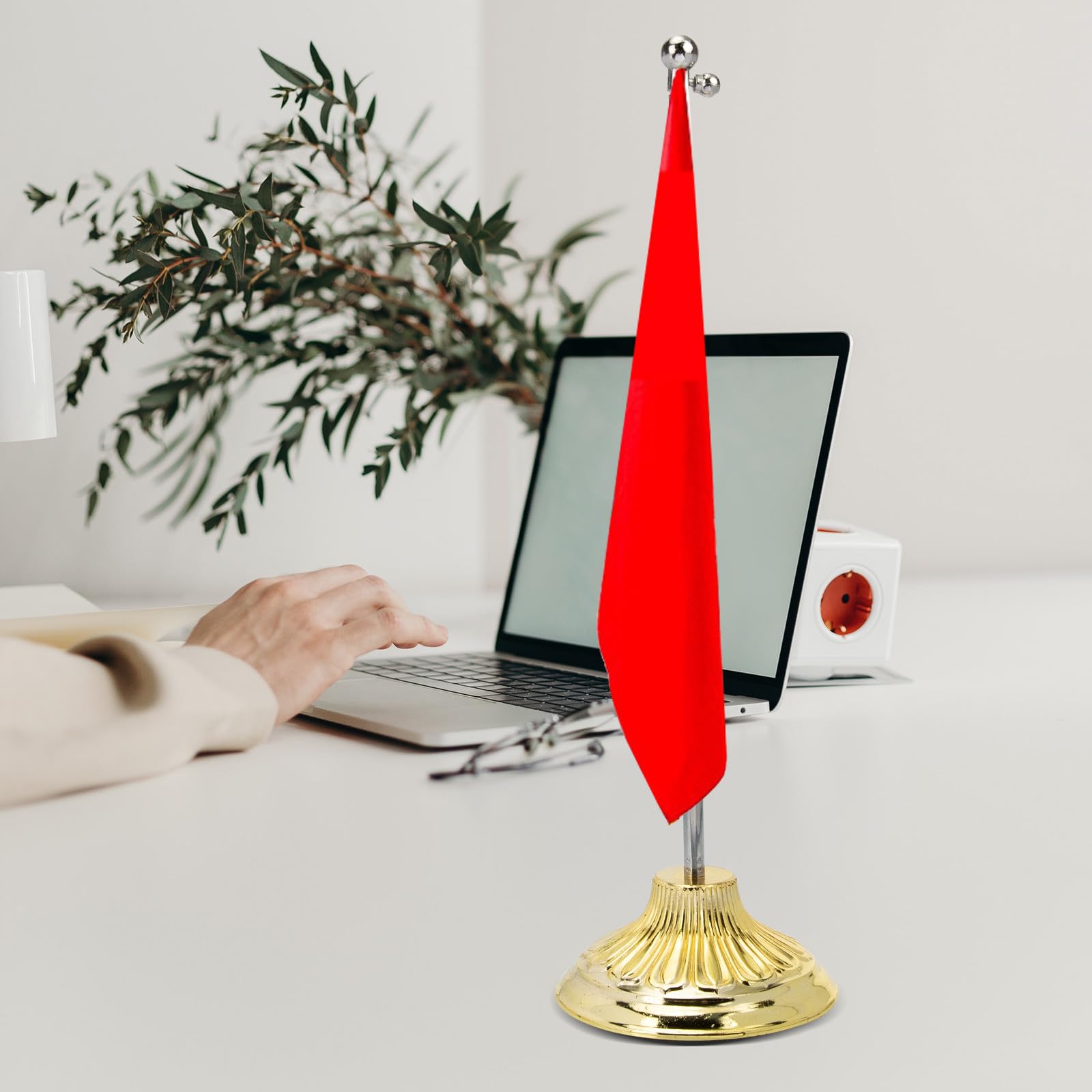 Asta Telescopica in Acciaio Supporto per Bandiera e Base Stabile, per Bandiere Nazionali e Accessori per Ufficio