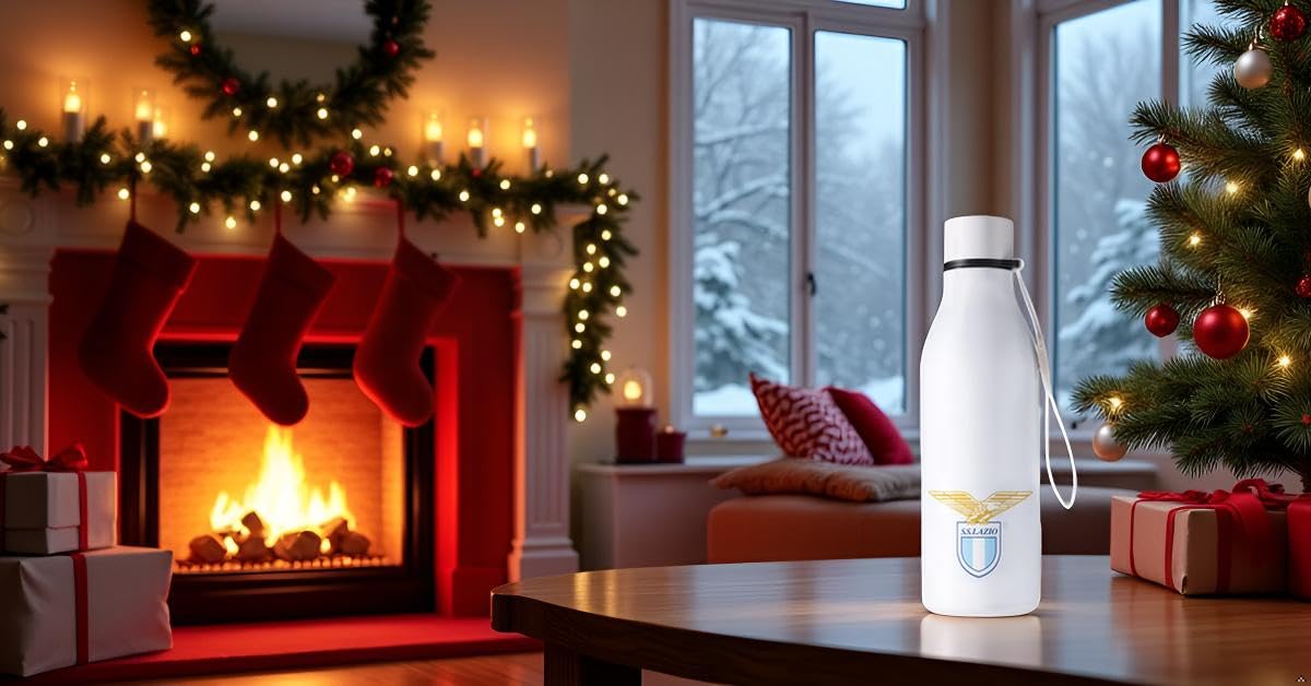 Only4fan S.r.l. Ss Lazio Trinkflasche/Thermosflasche mit Zugband, offizielles Produkt, Unisex, Erwachsene, weiß, einzigartig