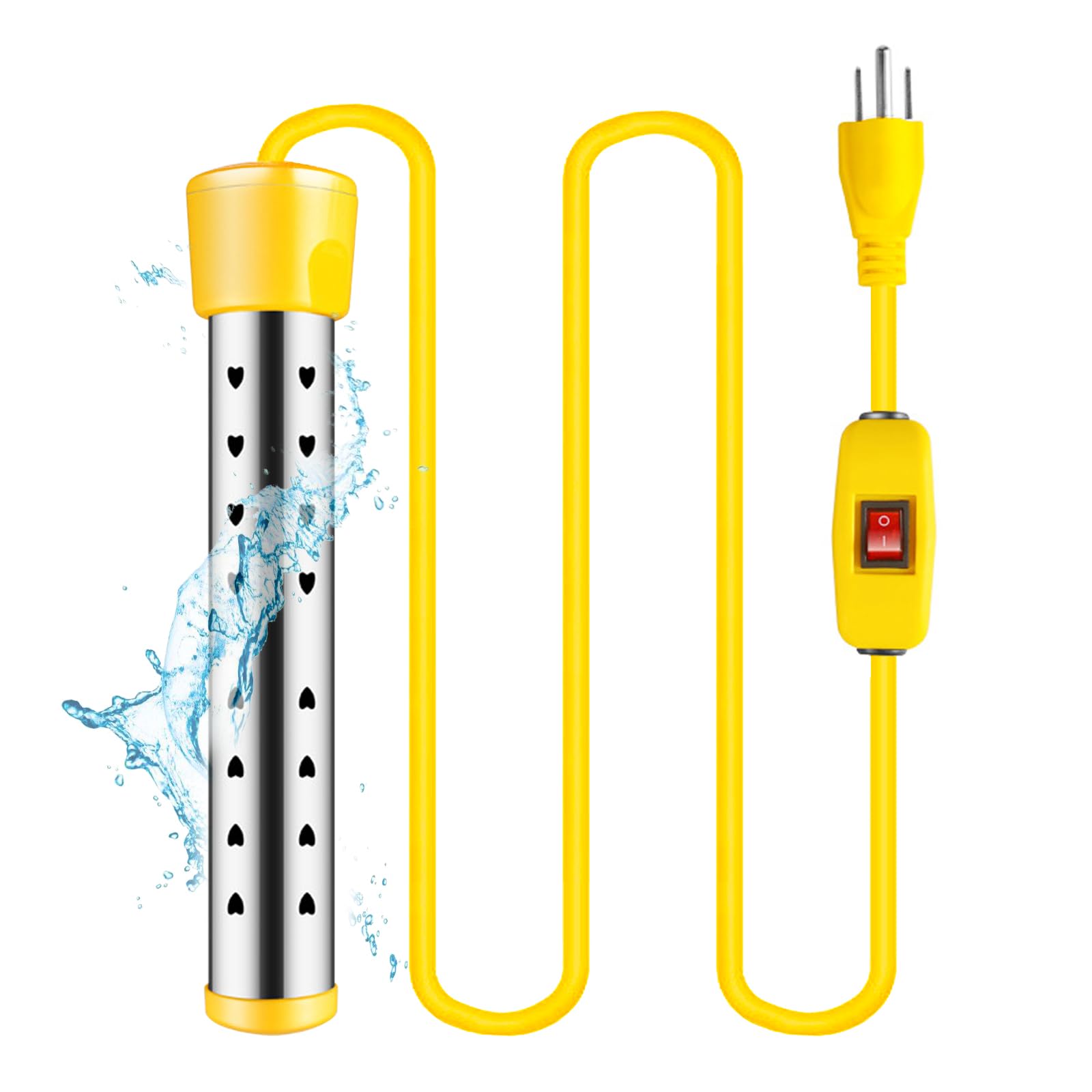 Immersion Water Heater, Portable Bucket Heater with Switch Temperature  Control, 304 Stainless Steel Anti-scalding, Submersible Water Heater Bathtub