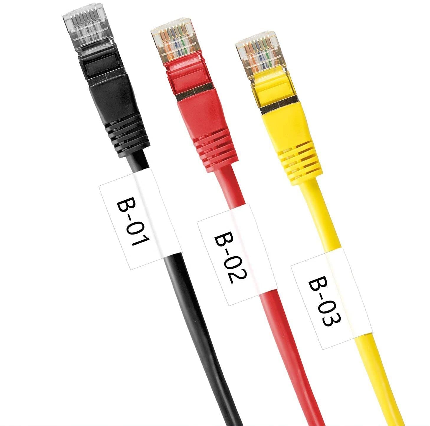 Recambio compatible M21-1500-427 para BMP21 PLUS & BMP21 LAB no apto para M210 & M211 Cinta adhesiva vinilo imprimible escritura negra sobre blanco fibra óptica, cables de red: lote de 3