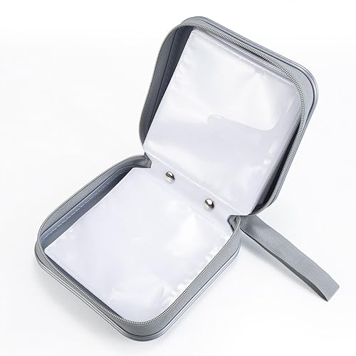 Miniatura 74 de Funda para DVD/CD, soporte portátil de capacidad para 48 - Organizador de cartera de almacenamiento de plástico duro para automóvil (morado)