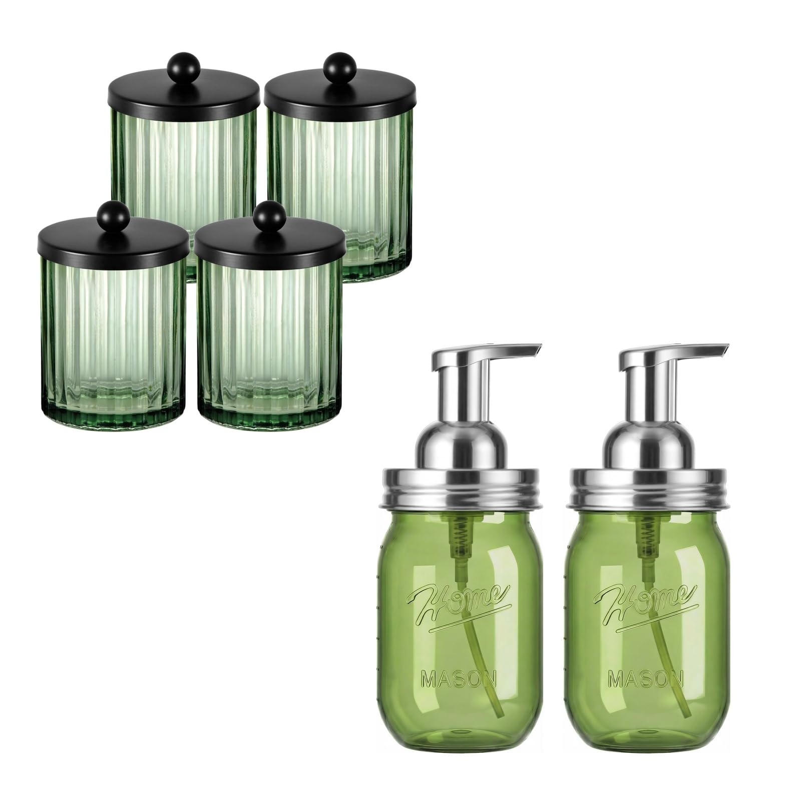 Amolliar Plastic Mason Jar Foaming Soap Dispenser Pump Lid Green Foam Soap Dispenser for Bathroom Kitchen Sage Green