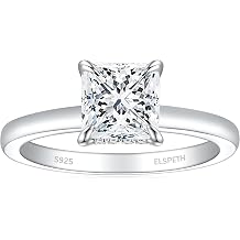 Elspeth 1.5/3CT 925 Sterling Silver Engagement Rings for Women Princess Cut