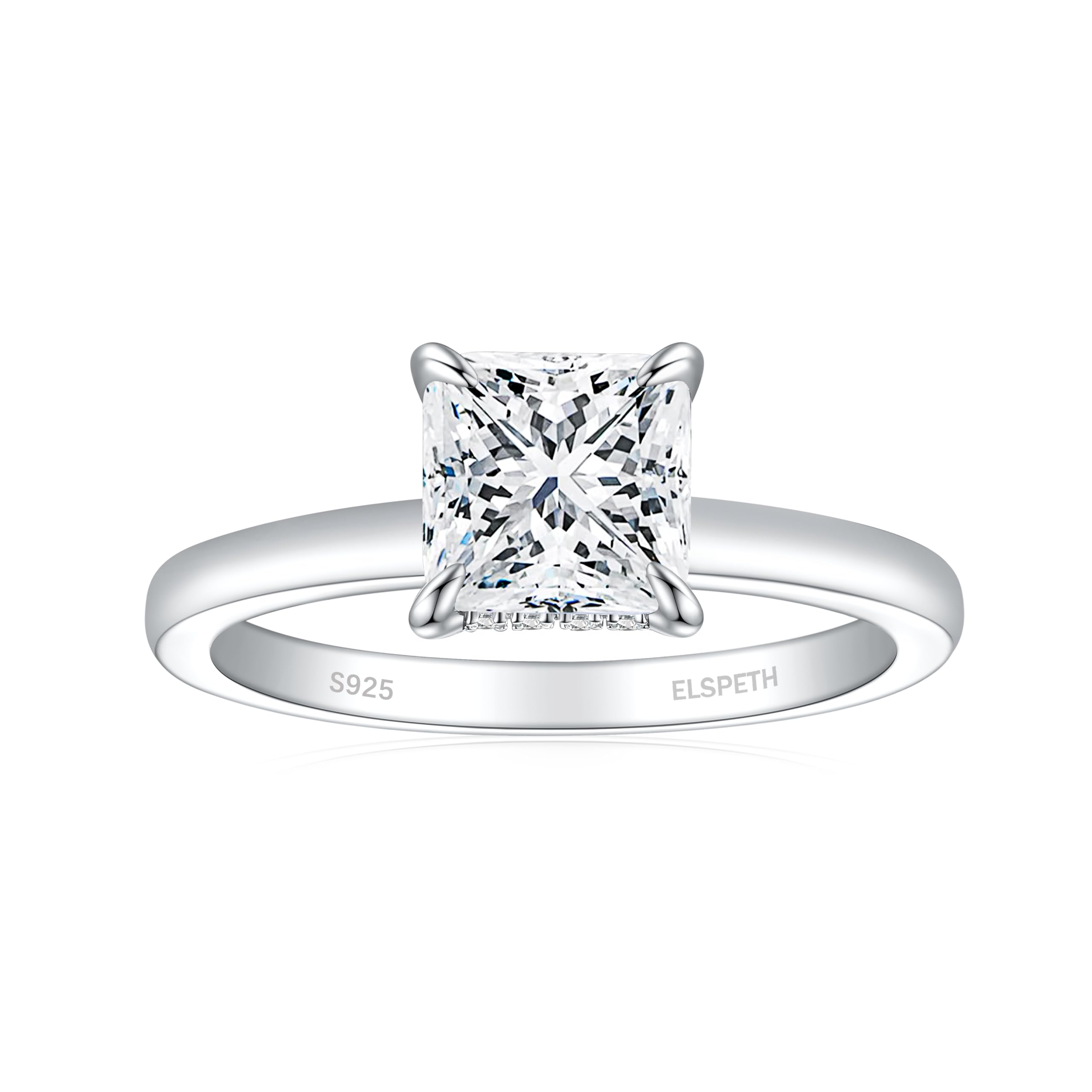 Elspeth 925 Sterling Silver Engagement Ring for Women Oval/Radiant/Pear/Princess/RoundCut Cubic Zirconia Promise Ring Size 4-10