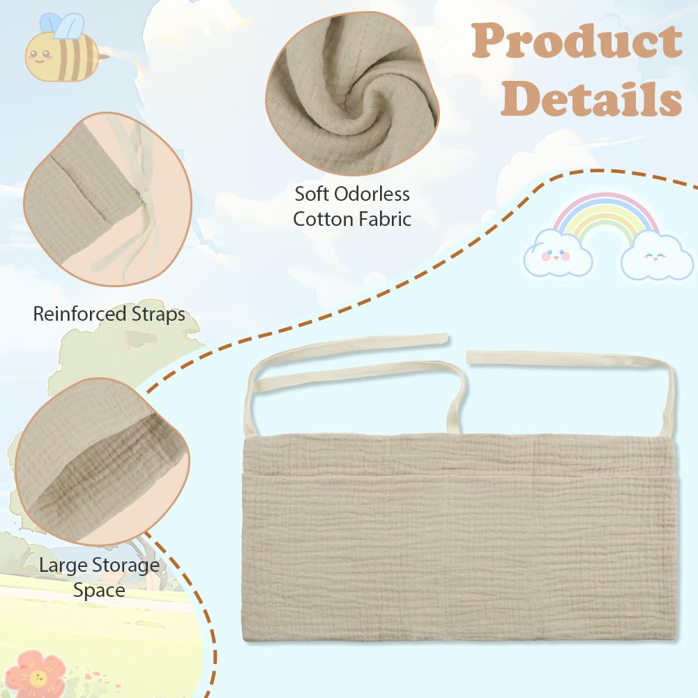 Flintronic Baby Crib Organiser, Baby Bed Storage Hanging Bag, Crib Organizer, Diaper Nursery Organizer - Image 3