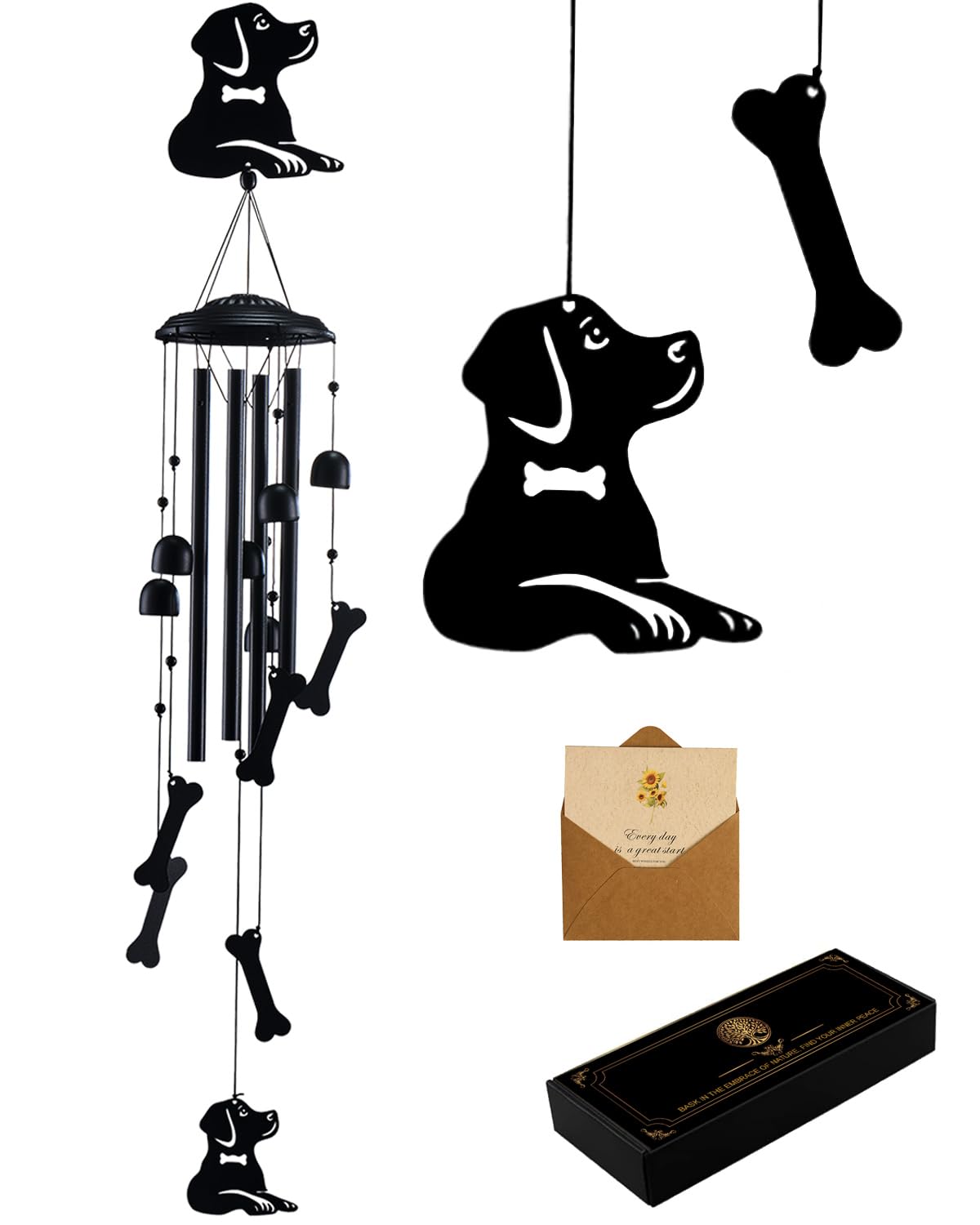 Dog Wind Chimes for Outside, Metal Windchimes Outdoors Clearance with 4 Aluminum Tubes, Garden Patio Yard Home Decor, Dog Gifts for Pet Lovers Women Men Mom Grandma, Unique Festival Birthday Gift