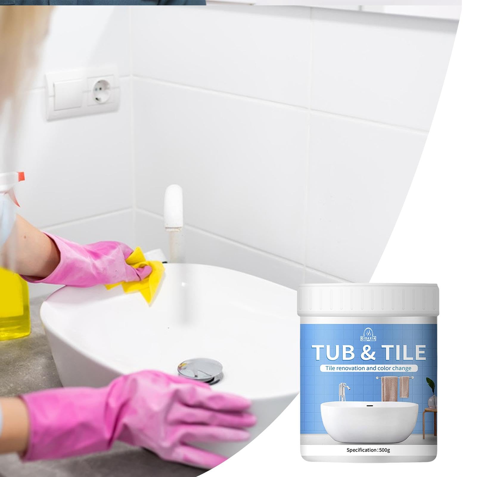 Kit Peinture Carrelage, Peinture Pour Baignoire Blanc, Peinture Baignoire Lavabo, Peinture Émaillée Blanche, Kit Peinture Salle De Bain Pour Baignoires, Éviers, Comptoirs, Facile À Utiliser