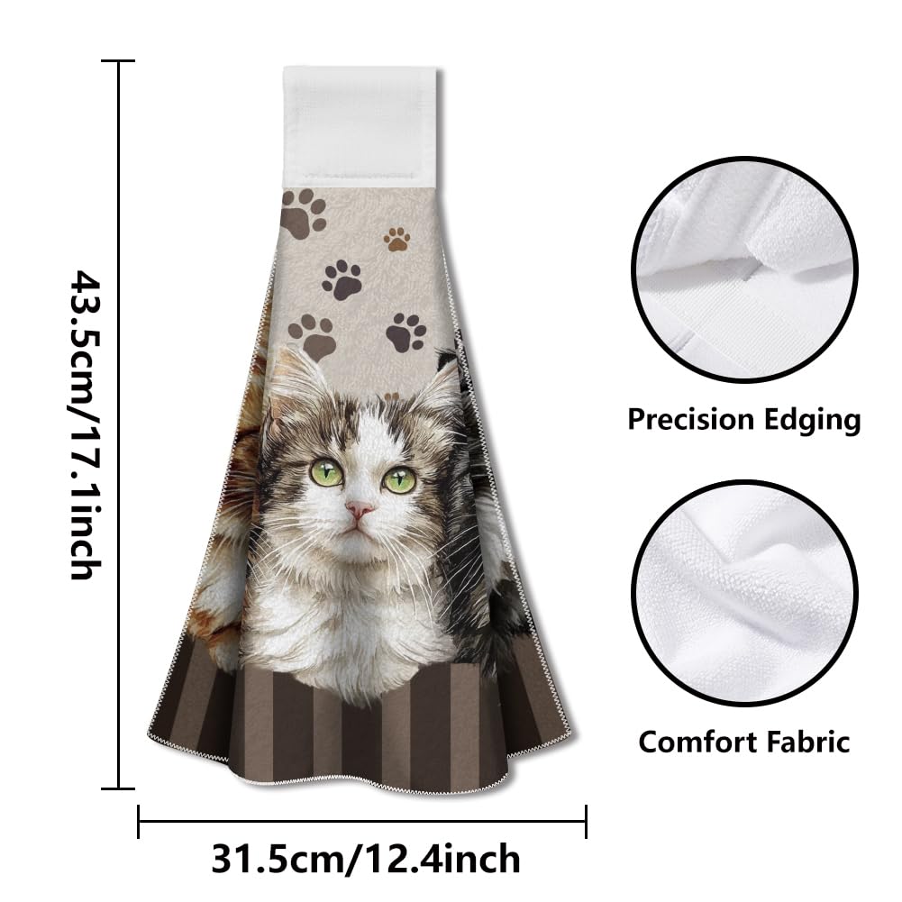 WADORN 2 Stück Küchentücher Mit Katzenmotiv Und Aufhängeschlaufe