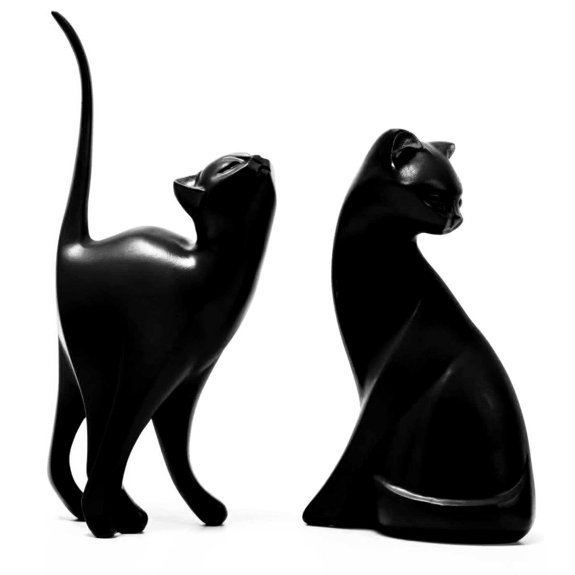 Estatua Gatito Moderno, Abstracto Adorno Salon Moderno, Abstracto Estatua Gato Moderno, Mascota Artístico Figura Decoracion Salon, Ornamento Arte, Decoracion para Casa Hogar Salon Escritorio (Negro)
