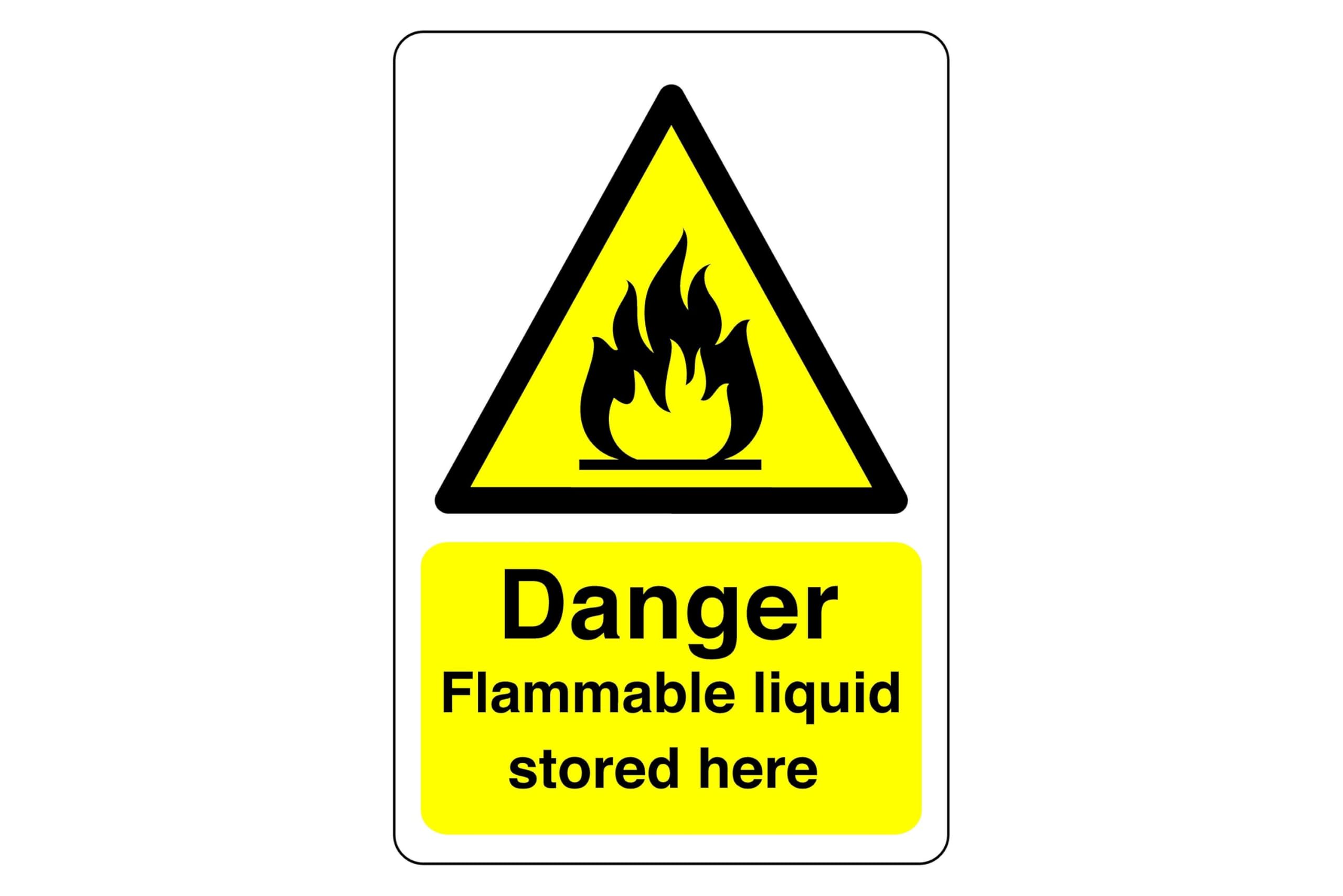 Danger Flammable liquid sign - 1.2mm Rigid plastic for indoor/outdoor usage (400mm x 300mm) Viewing Distance within 14m.