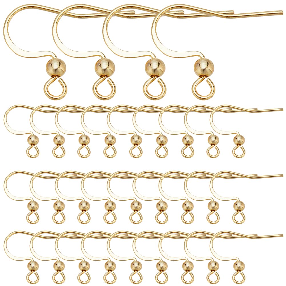 SUNNYCLUE 1 Box 200Pcs Earring Hooks Real 18K Gold Plated Stainless Steel French Earring Hooks Fish Hook Ear Wires with Openable Loops Hypoallergenic Earrings Findings for Jewelry Making Supplies