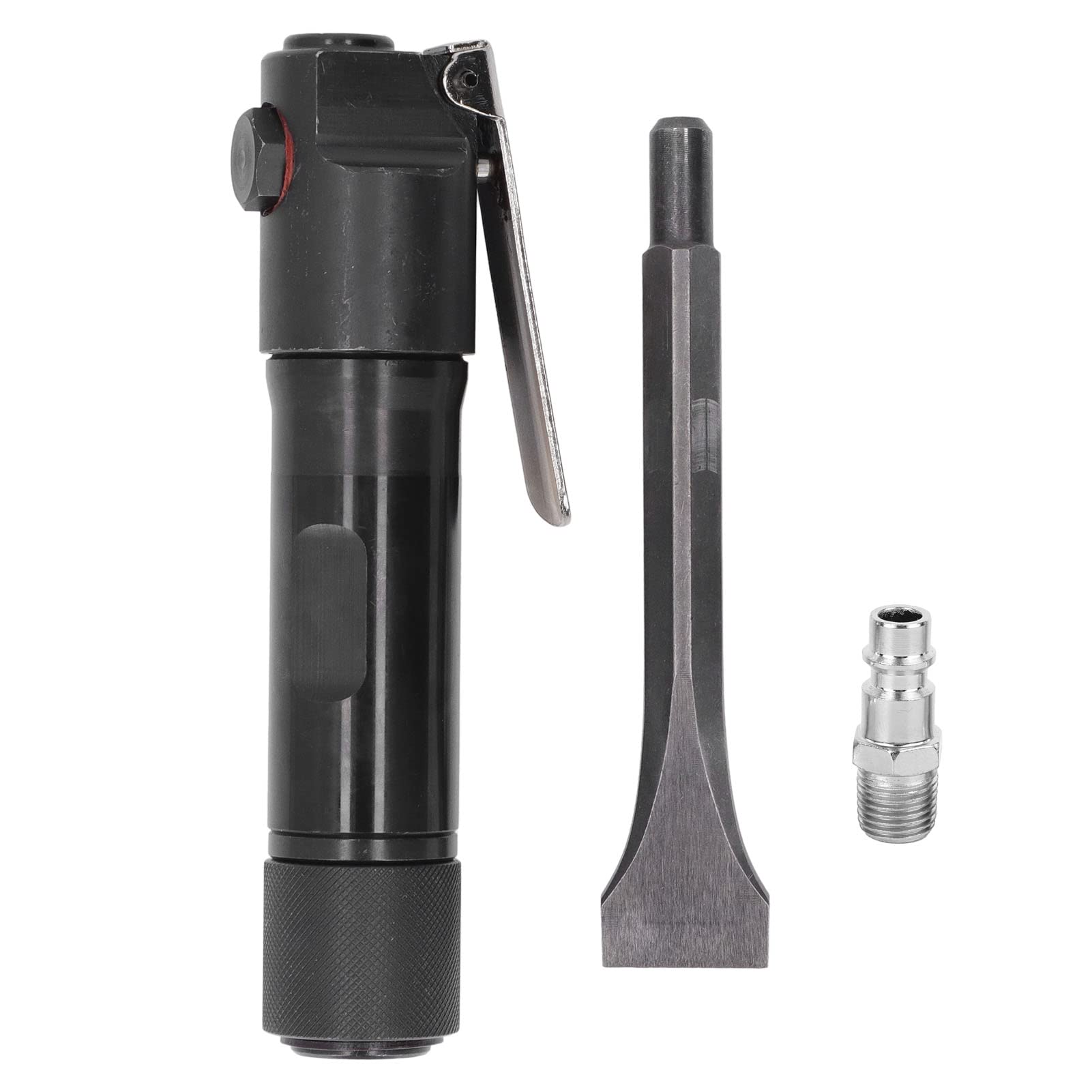 SIXRUN Kit de Pala Neumática de Aleación de Aluminio con Cincel Neumático de Tipo Recto, Cabezal Autoblocante de 4000 BPM, Entrada de 1 4 Pulgadas para Piezas Fundidas, Ranuras para Soldar, (Estilo