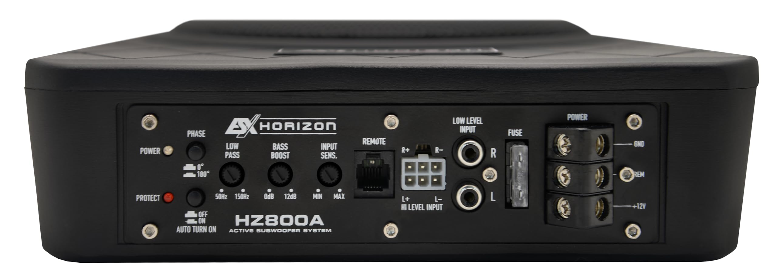 ESX HZ800A - Subwoofer attivo da 20 cm (8") della serie ESX Horizon, 100 Watt RMS/200 Watt massiccio, alloggiamento in alluminio massiccio