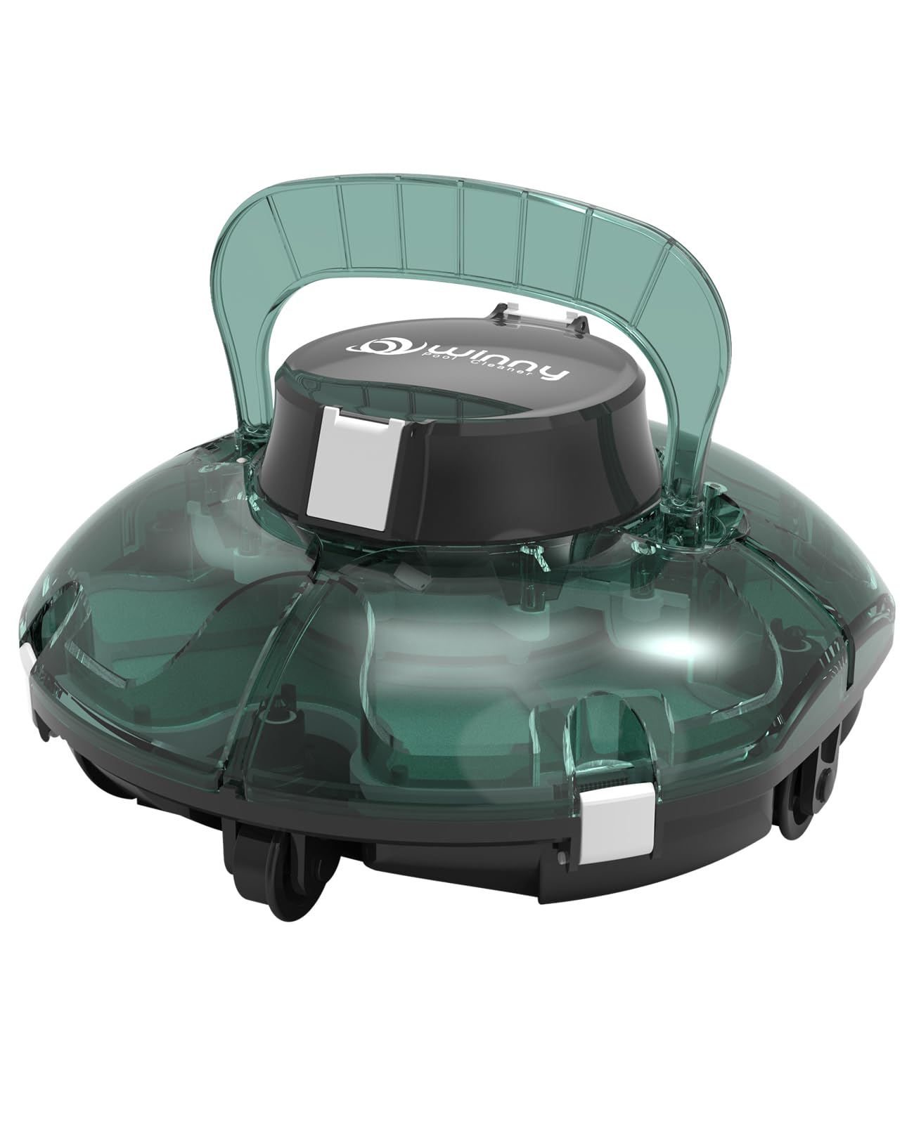 WINNY POOL CLEANER Winny 200 Pool Cleaner, Wireless Robot Pool Cleaner, 75 Min Autonomy, Detachable Pools 60 m², Double Filtration, Car Parking (Transparent Green White)