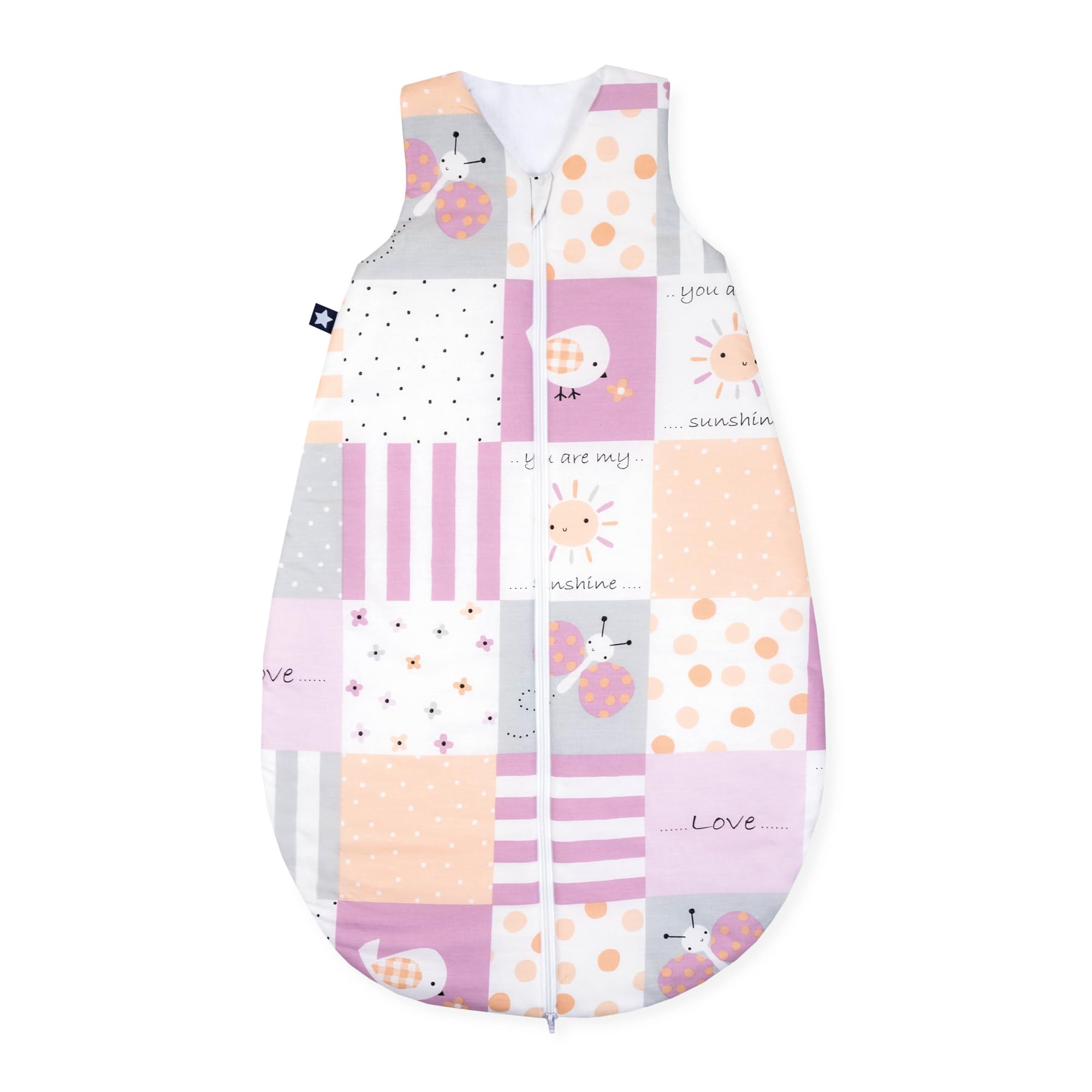 Julius Zöllner Schlafsack, warme Füllung 2,5 TOG, waschbar bei 60°C, Made in Germany, Oeko TEX Standard 100, Patch Rose, Gr. 110