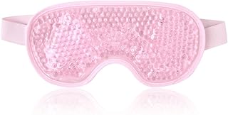 NEWGO Cooling Eye Mask Cold Eye Ice Pack for Puffy Eyes, Gel Eye Mask Cold Compress Eye Gel Mask with Plush Backing for Dry Eyes, Migraine, Headaches, Stress Relief (Pink)
