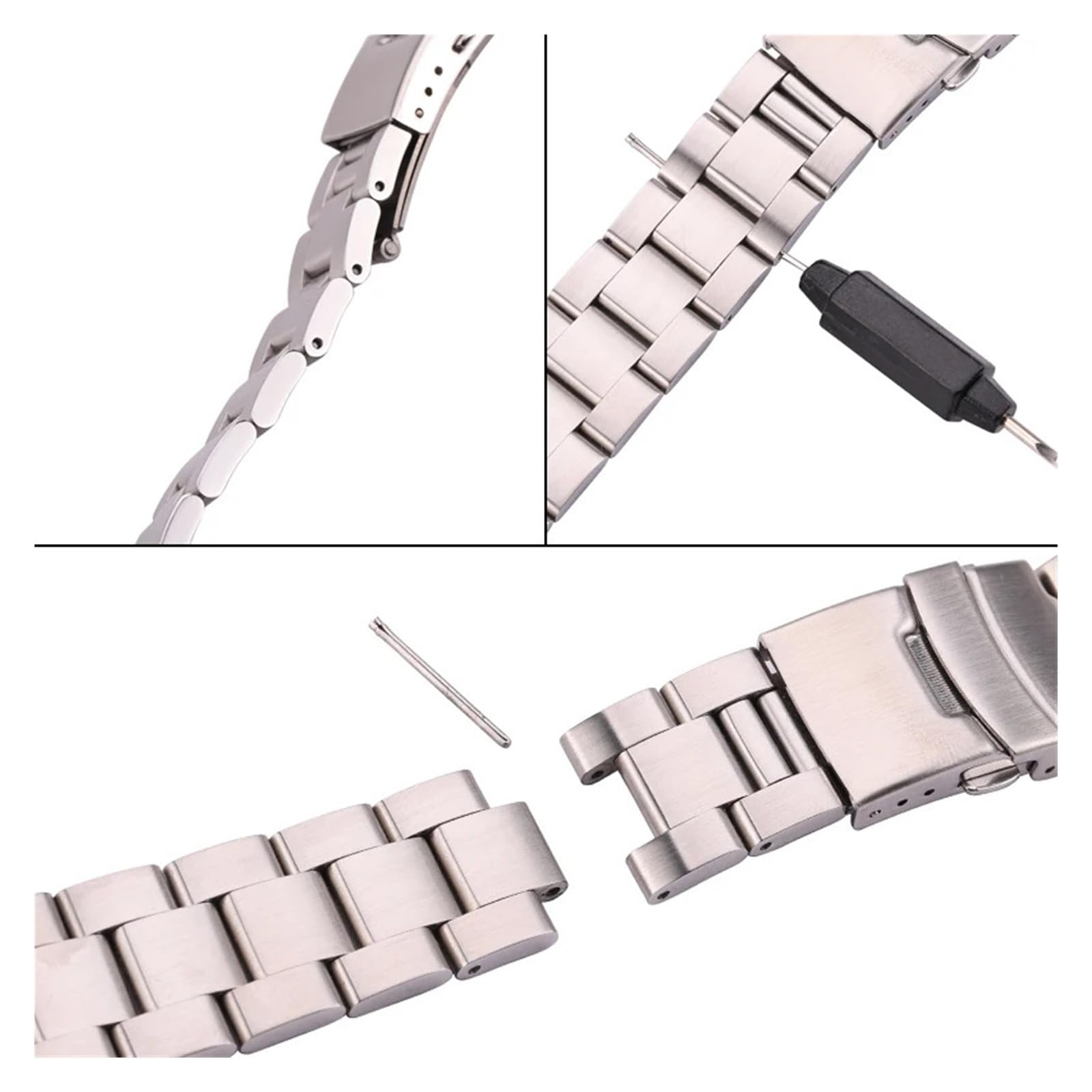 Genérico NASUNJIA Correa De Reloj Acero Inoxidable For Hombre, 20 Mm, 22, Con Extremo Curvo Cepillado, Accesorios For Relojes