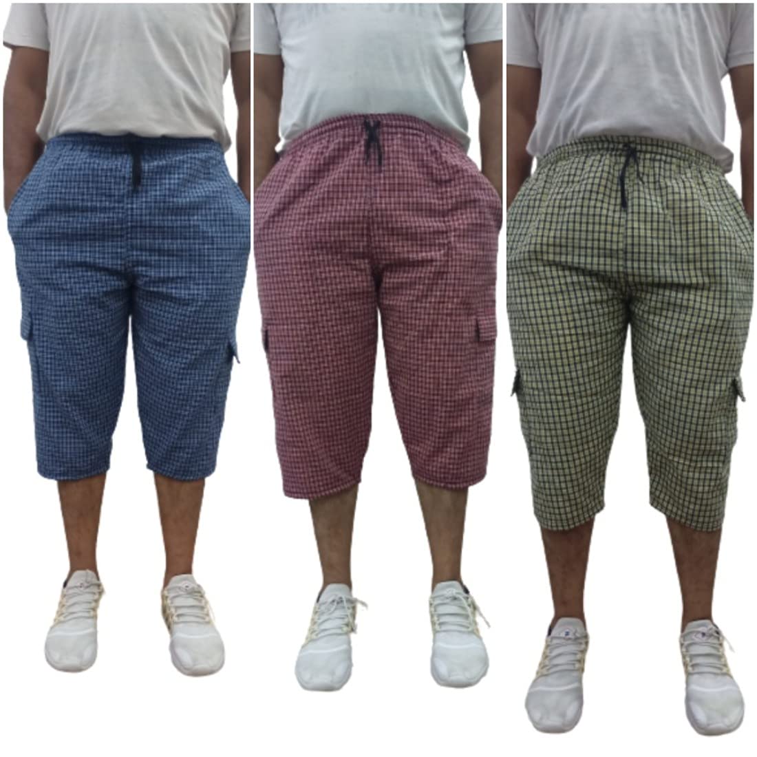 Men's Cotton Regular Shorts (Pack of 3) (Capri-3/4-Short-Pack-Of-RBL-3-XXL_Multicolored 1_2XL)-picture-13