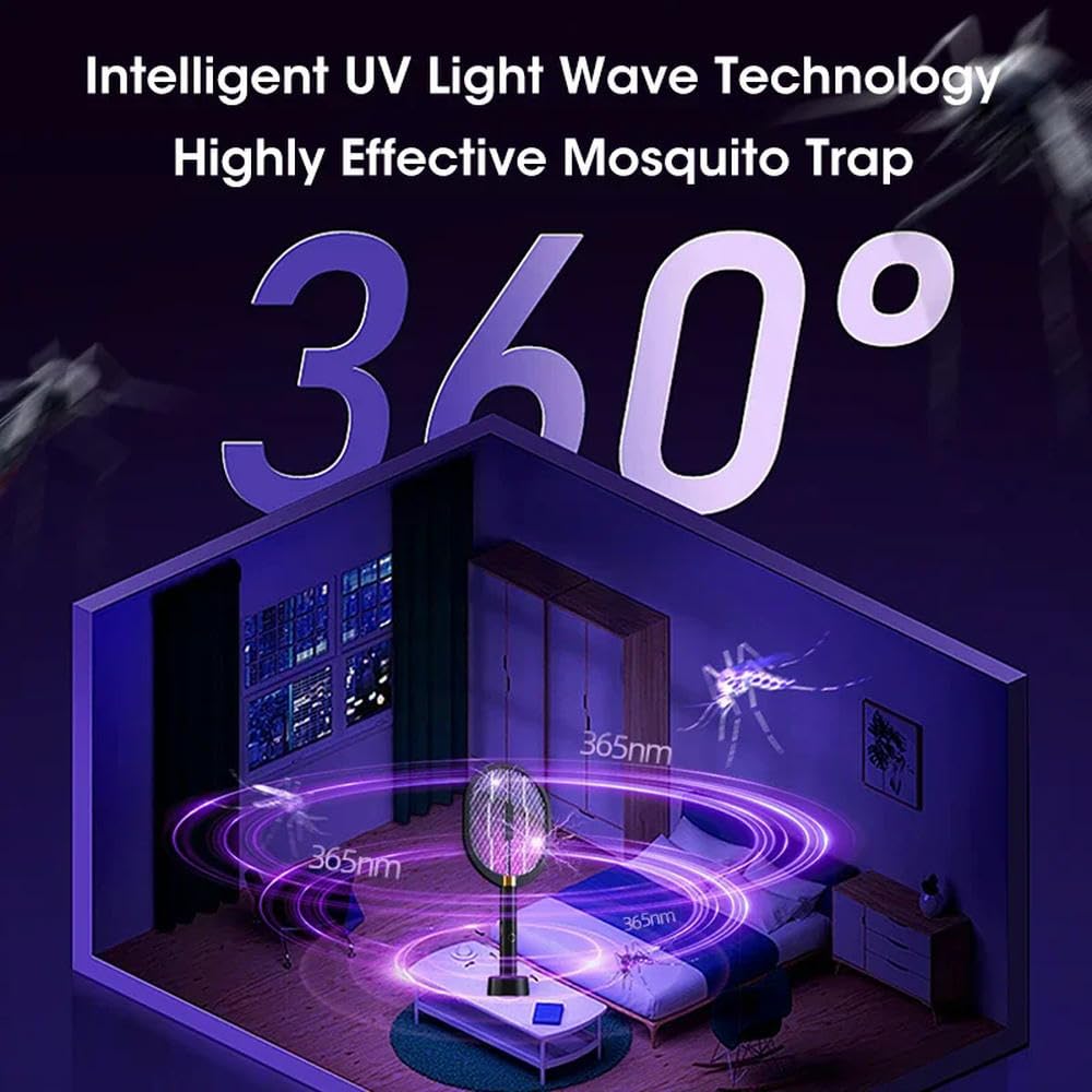 Zanzariera elettrica Racchetta antizanzare elettrica Potenziata da 3000 V con Lampada Viola Killer, zanzariera Ricaricabile di Tipo C, scaccia-Mosche(Upgraded Version)