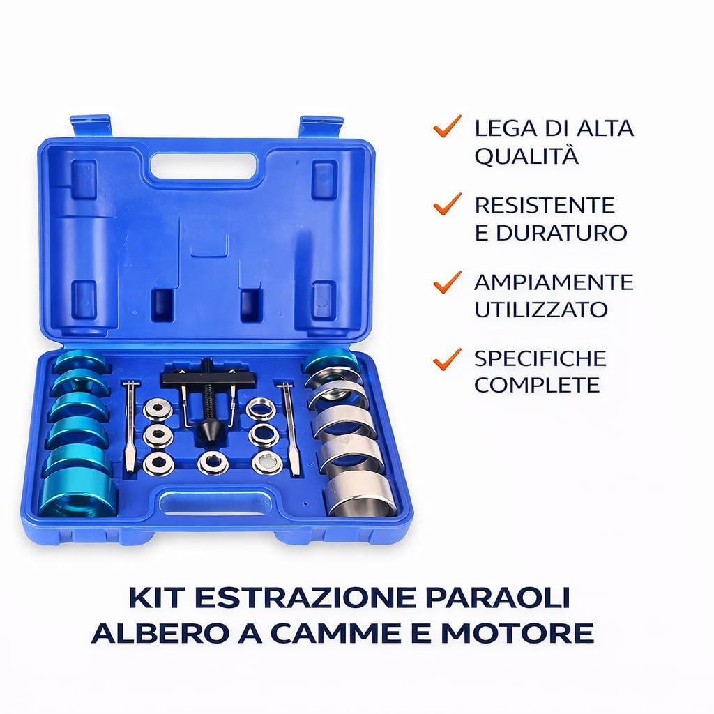 topolenashop Estrattore Paraolio per Albero Motore e Albero a Camme – Set Rimozione e Installazione Guarnizioni Olio con Adattatori, Attrezzo Professionale per Officina Auto | FS-63630