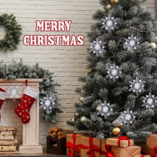 8 Pieces Acrylic Snowflake Ornament 4.3 Inches Hanging Xmas Tree Pendant Clear Christmas Decorations For Tree Snowflake Ornaments For Christmas Tree With Ropes For Wedding Anniversary Birthday Decor #TOP6