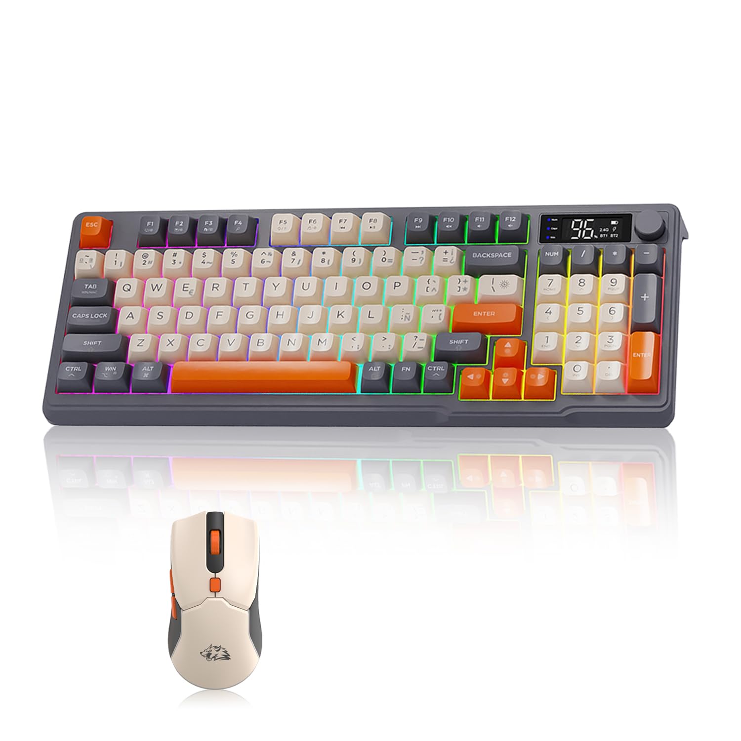 Free wolf T96 Teclado y Mouse Inalámbrico, Teclado y Ratón BT/2.4GHz Nergo