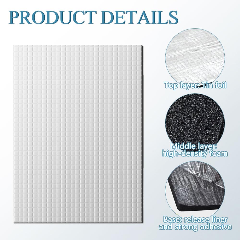 Adesivo Tappetini Isolanti Termico 400×250×5 mm Fonoassorbente Antiumidita Auto Cofano Ignifugo Impermeabile