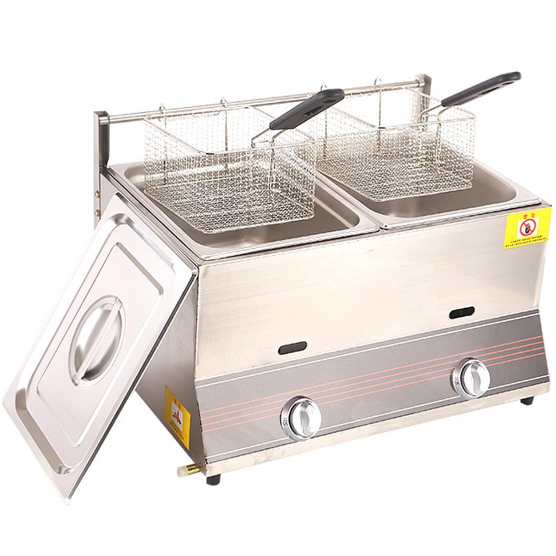 HTTGDGDH Commercial Gas Fryer, Countertop Stainless Steel Lpg Fryer, French Fries Machine,L For Restaurants Homes,Double