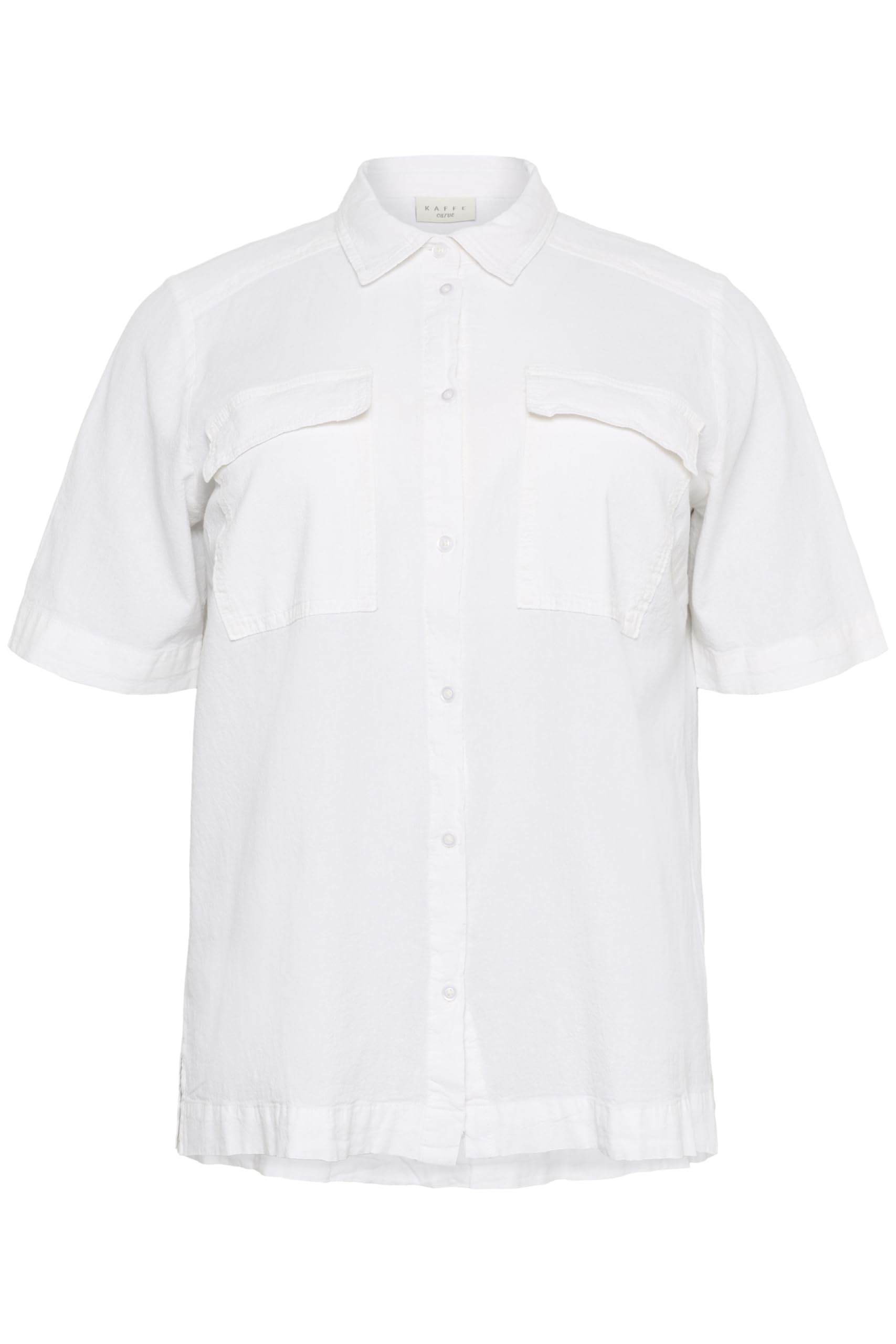 Kaffe Curve Women's Chalk Plus Size Utility Shirt Short Sleeves Pockets Regular Fit, 18