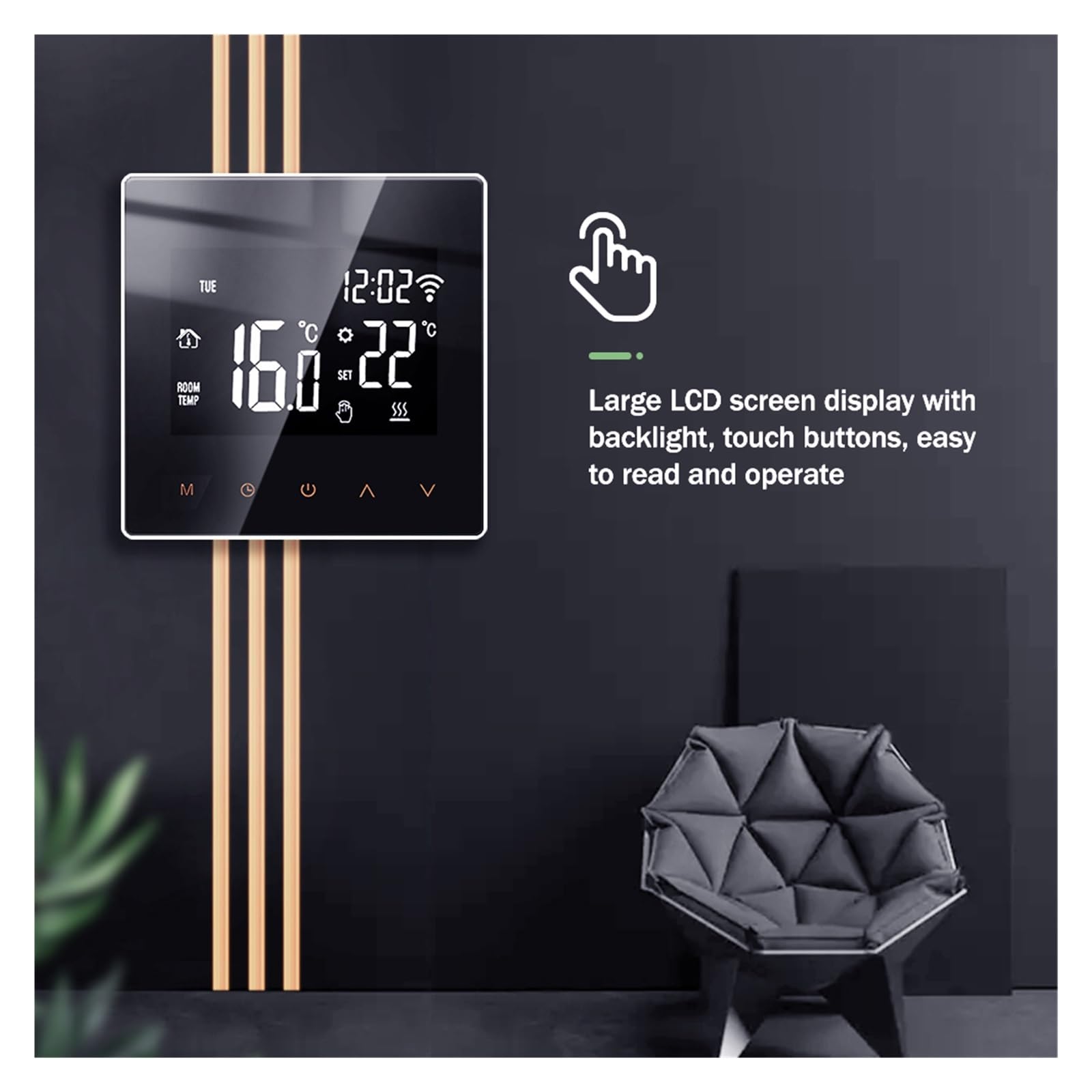 WiFi Inteligentny Termostat, Ogrzewanie Elektryczne Kocioł Gazowy Wody Regulator Temperatury Pracy OszczęDza Energię I Koszty Ogrzewania(NO WiFi 16A Heating)