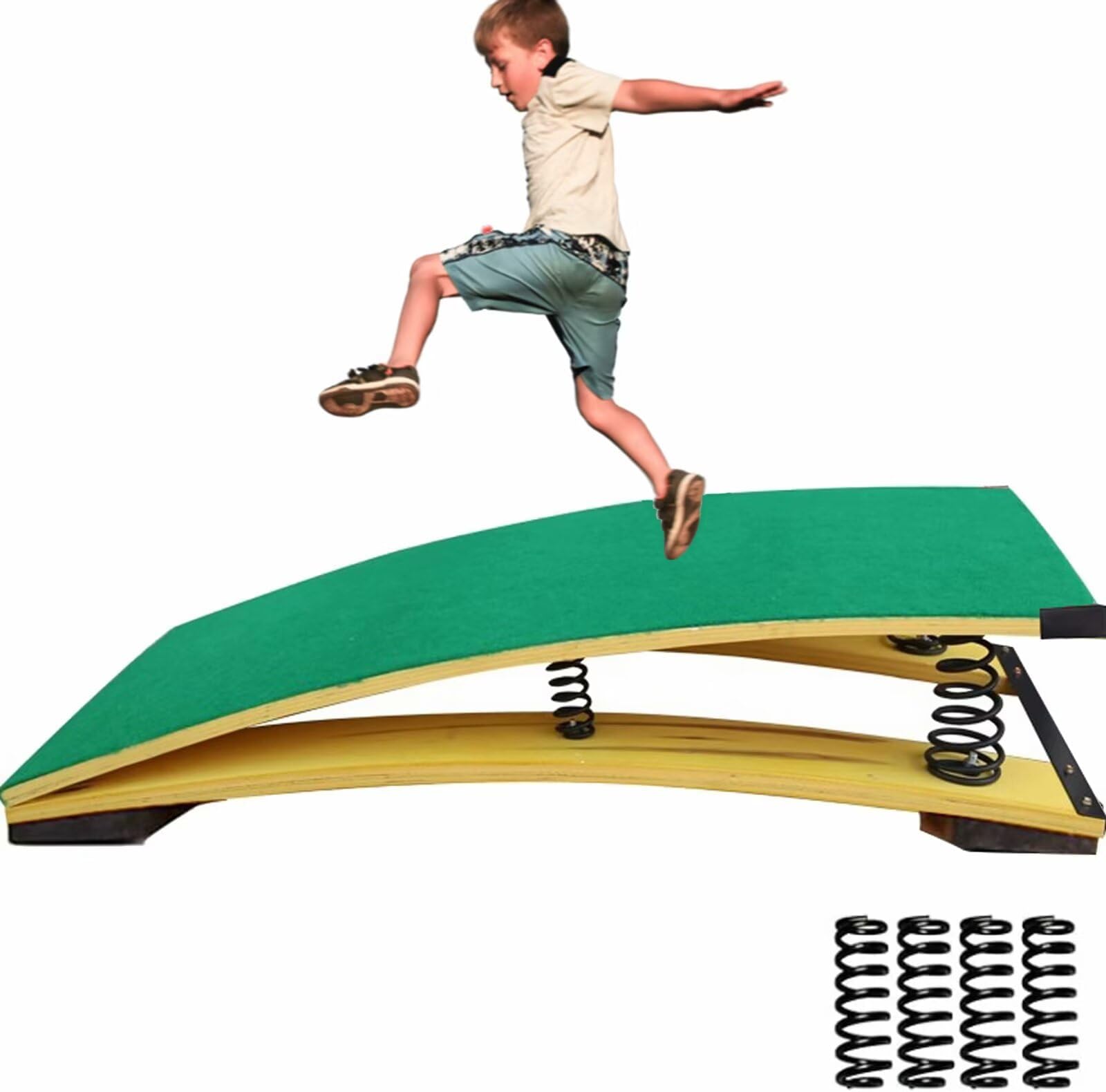 Gymnastics Springboard for Kids Vaulting Training Fitness Playing, Portable Curved Spring Board, Hard Wood Practice Equipment, Elastic Board for Home Room Athletics Training