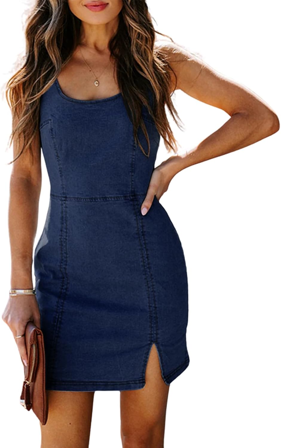 utcoco Denim Dress for Women 2025 Sexy Sleeveless Small Cute Split Tube Dresses Bodycon Mini Jean Dresses