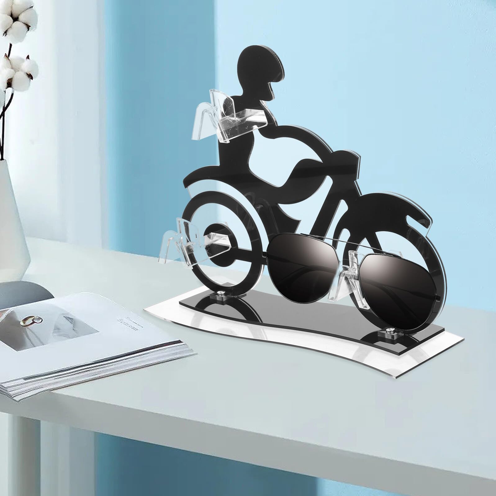 Soporte Acrílico para Gafas de Sol con Diseño de Motocicleta Organizador de Gafas de Escritorio para Exhibición y Almacenamiento Soporte Estable Casa o Tienda