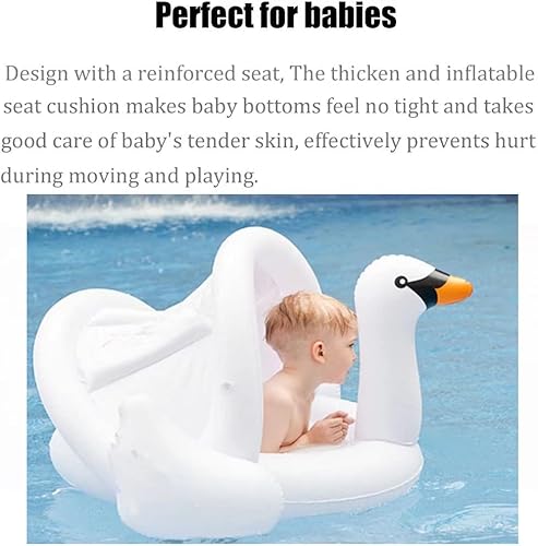 Miniatura 5 de Flotador de natación para bebé con toldo inflable para exteriores, anillo de natación para exteriores, flamenco rosa, niños pequeños de 6 meses a 48