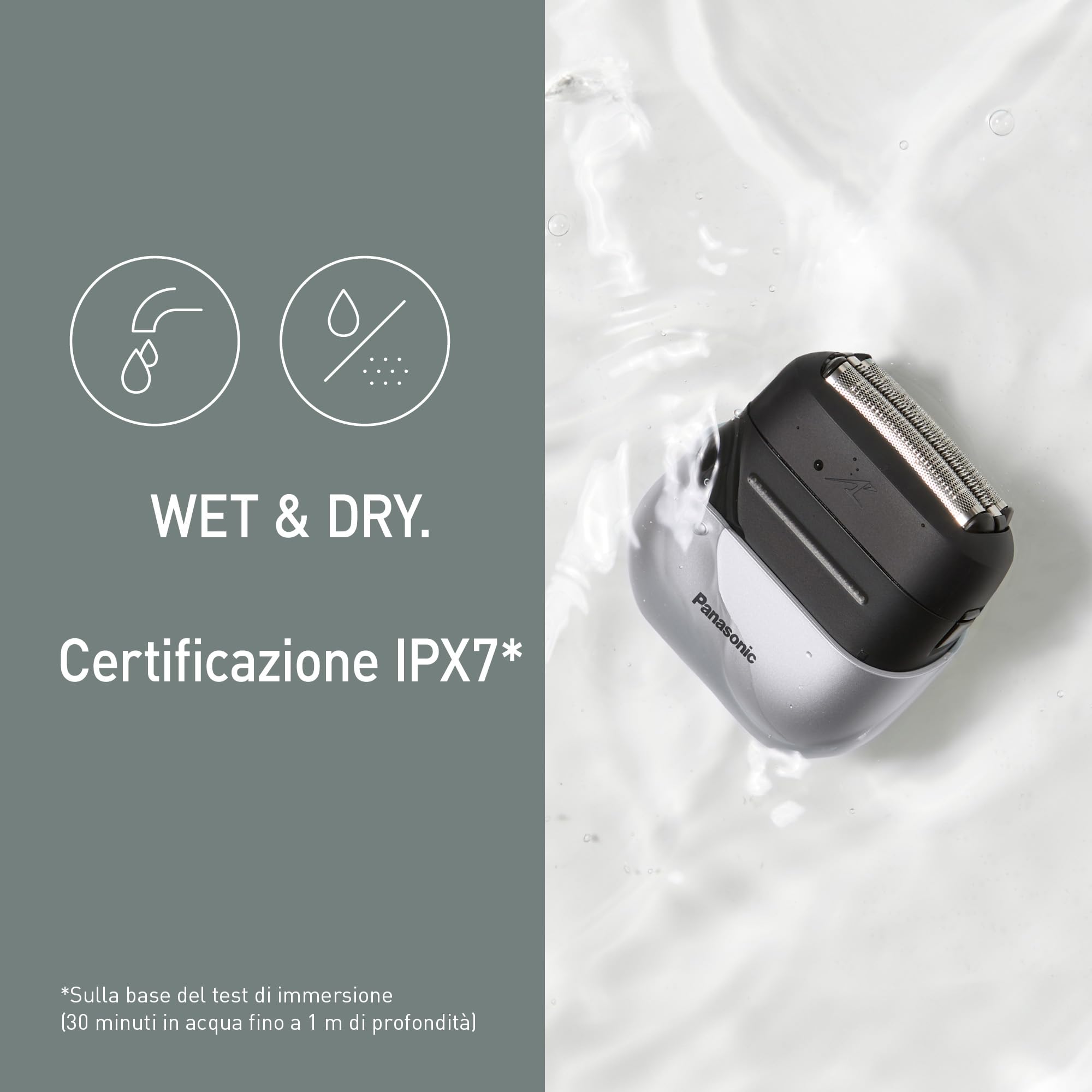 Panasonic ES-ACM3BW503 Serie 700 Rasoio Compatto a 3 Lame, Rasoio Elettrico Wet & Dry per Uomo, Sensore per la Barba, Impermeabile IPX7, Ricarica USB-C, Adattatore di Alimentazione USB AC, Bianco