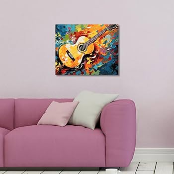 アート・デザイン・音楽 Painting acrylic on canvas Designart ' Abstract Music and Rhythm ' Abstract Framed