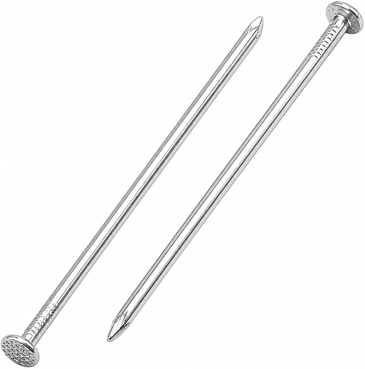 (Pack of 6) Zinc Plated Common Nails 3/16" x 5-7/8" (5.0 x 150 mm), Flat Round Head Construction and Woodworking Nails