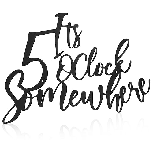 Demissle Decoración de barra de metal para el hogar con texto en inglés "It's 5 O'clock Somewhere", decoración de pared de 10 x 15 pulgadas, barra