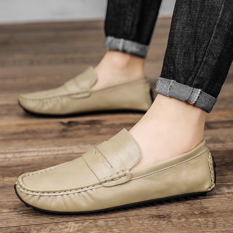 Men Prom Loafers Vegan Leather Vintage Outdoor Solid Color Low Top Classic Slip On2