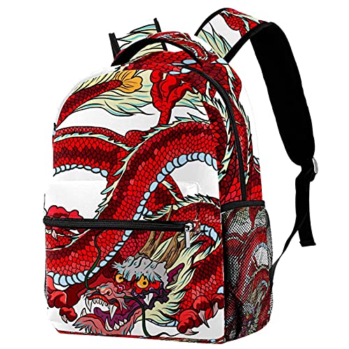 Sac à dos de voyage dragon rouge chinois multicolore mixte