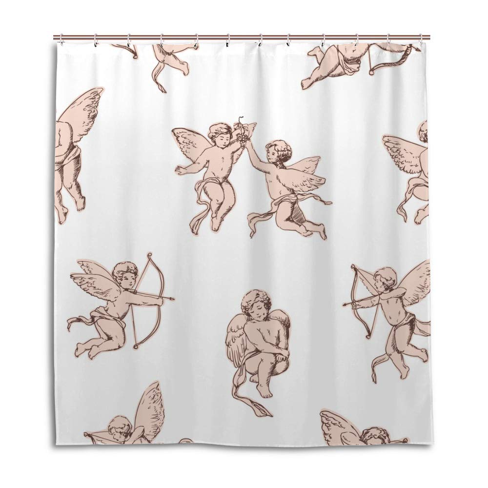 Rideau de douche polyester imperméable haut de gamme motif Cupidon Love