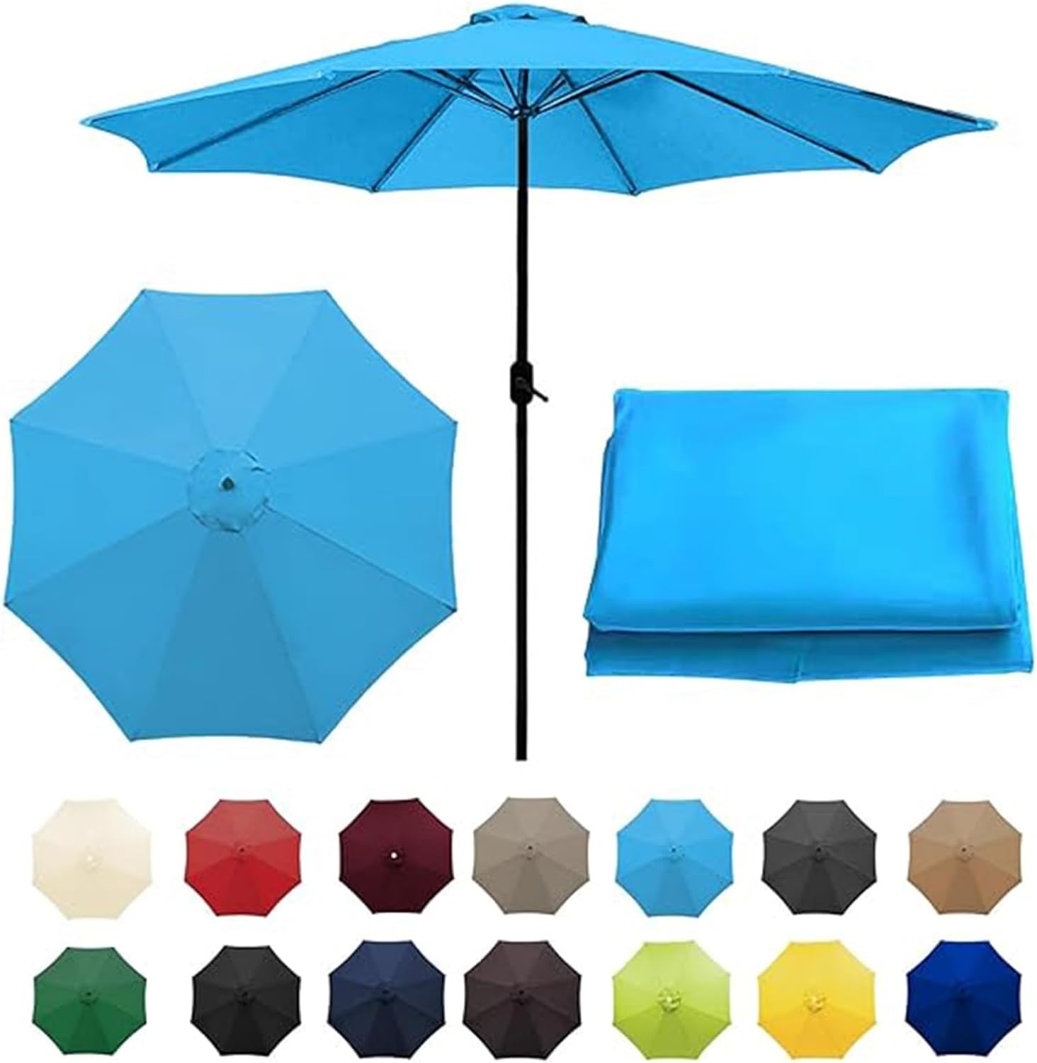 Garden Parasol Covers, Patio Umbrella Cover Cloth, Umbrella Fabric Canopy Cover, Waterproof Parasol Canopy Cover 6arm Or 8arm Replacement Parasol Fabric Cover(K,2.5m 6ribs)