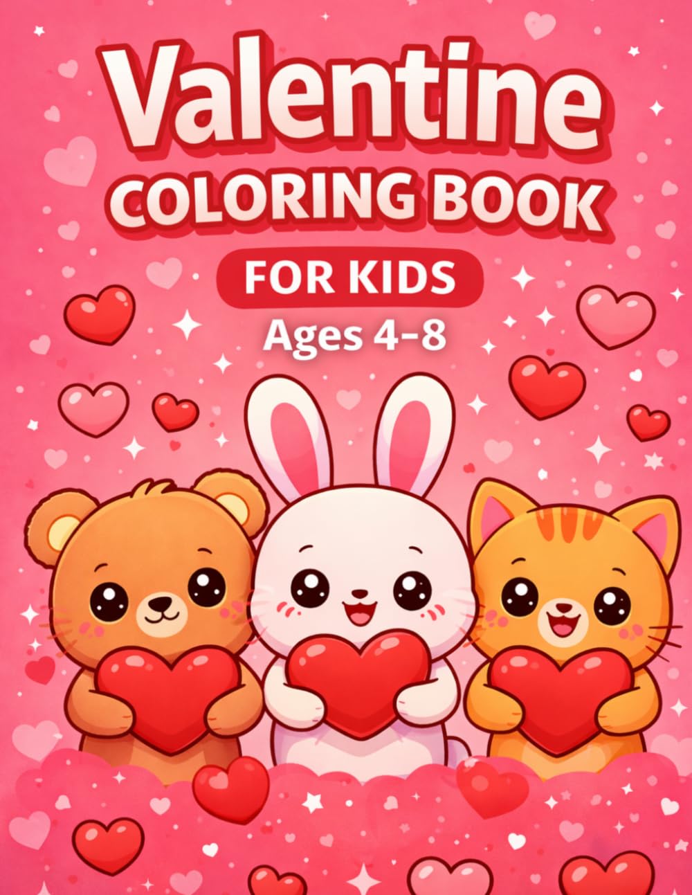 Valentine Coloring Book for Kids Ages 4–8: Cute and Easy Heart, Love & Animal Designs for Toddlers and Beginners
